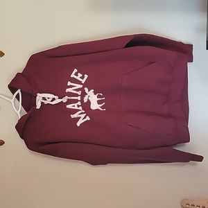 Maroon Maine hoodie with hockey lace